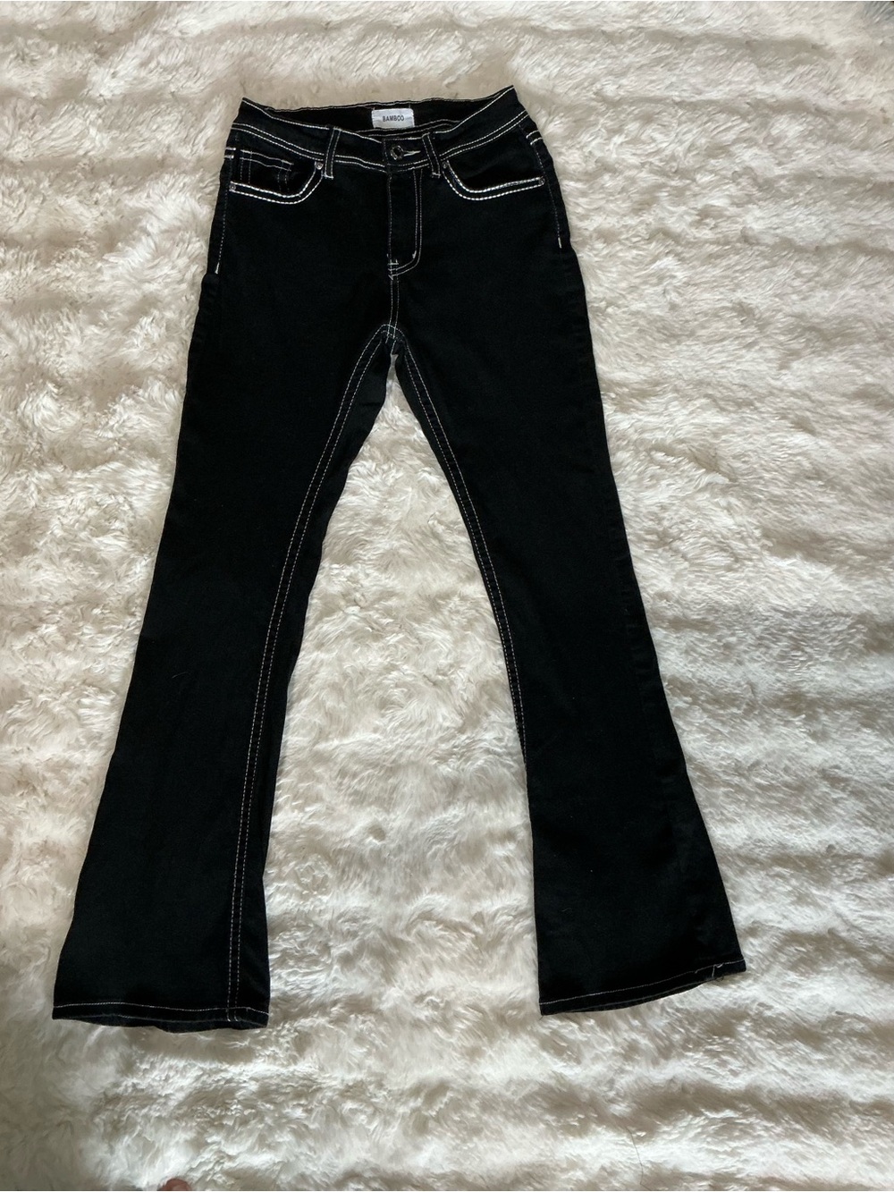 Bamboo Y2K Black Low Rise Bootcut Jeans Contrast Stitching Women’s Size 5